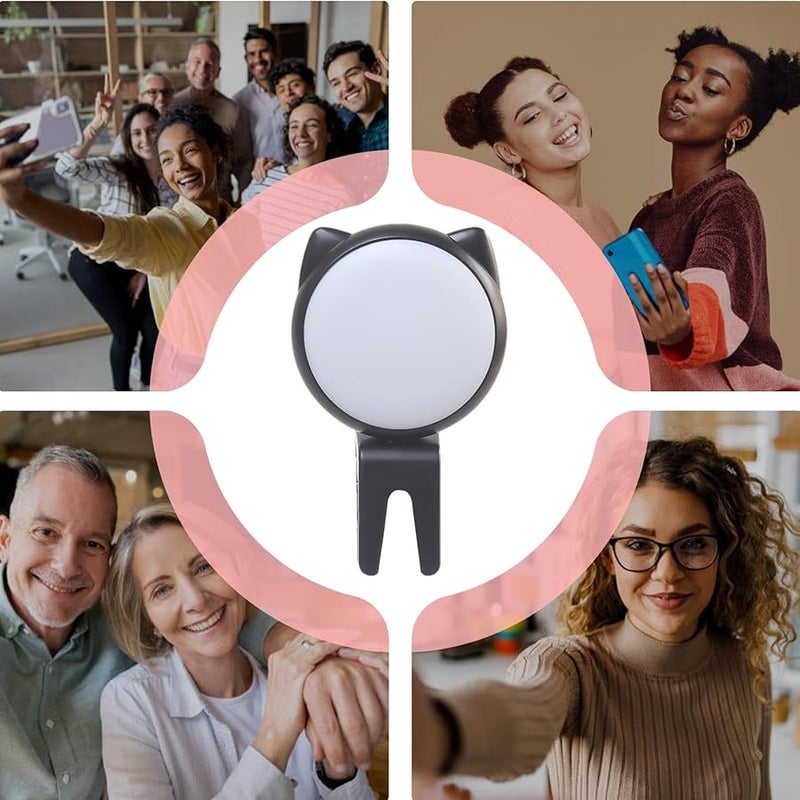 Black Cat Ear Selfie Light USB Rechargeable Adjustable Brightness for Phone Photos Makeup - Image 5