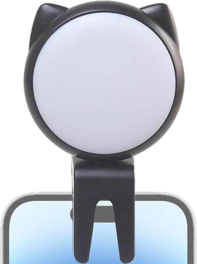 Black Cat Ear Selfie Light USB Rechargeable Adjustable Brightness for Phone Photos Makeup - Image 2