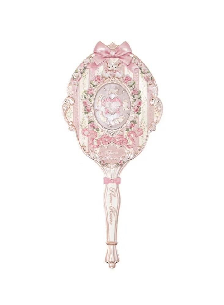 Flower Knows Shell’s Jewel Handheld Mirror-Rosette Pink - Image 1