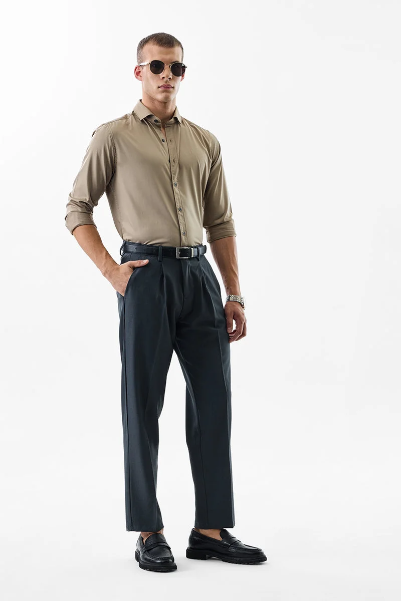 SNITCH Dark Green Regular Fit Trousers