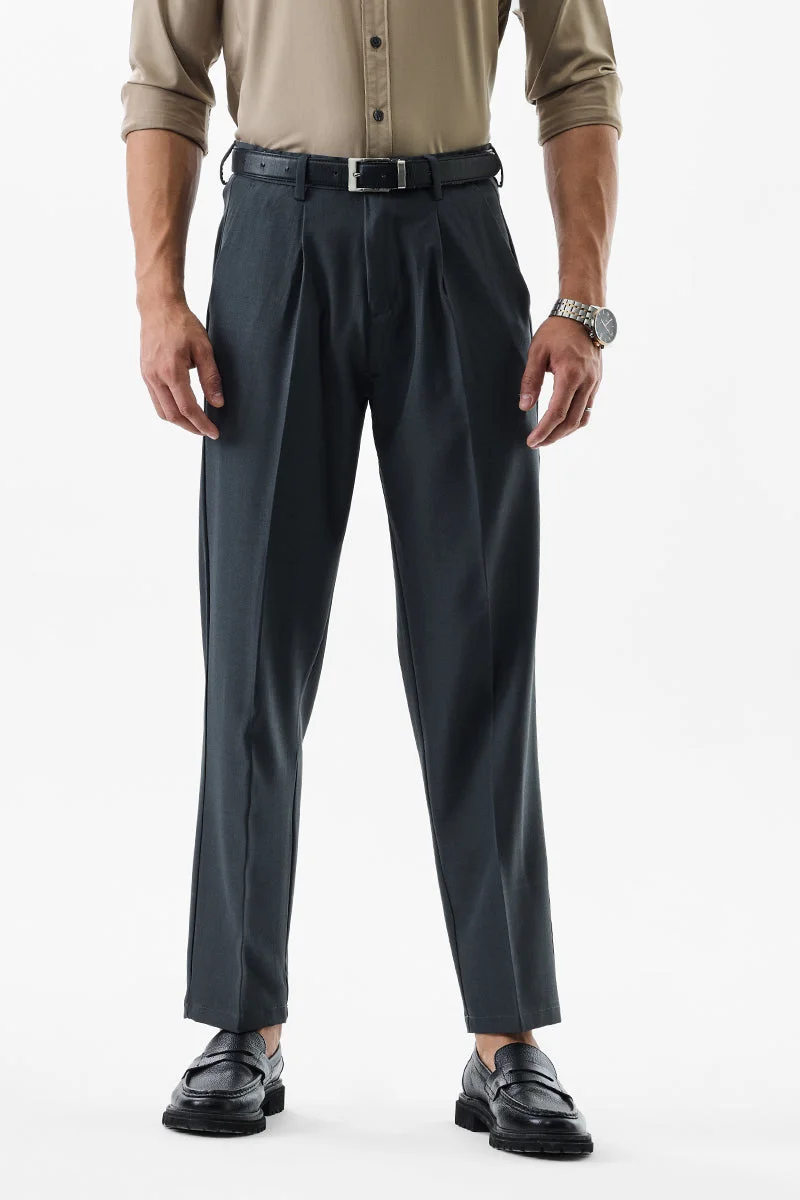 Snitch Green Dark Green Regular Fit Trousers for Men | Best Price UAE