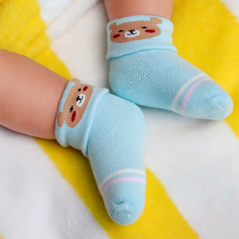 RATIVE Newborn Socks Thick Terry Turn Cuff Socks for Baby Girls (0-6 months, 12-pairs/BG12) - Image 2
