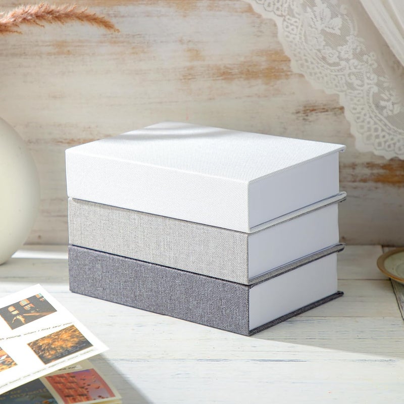 Tioncy , 3 Pieces Neutral Linen Book Box Decorative Storage Dummy Modern Country House Decoration for Table, Cards, Photos, Souvenirs, 21.8 x 15.5 x 4.5 cm, Grey Tone - Image 5