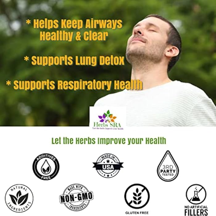 Herbs SRA Lung Cleanse & Detox Formula. Supports Lungs & Respiratory Health, Helps Clear Mucus Congestion Naturally. 120 Vegetarian Capsules - Image 5