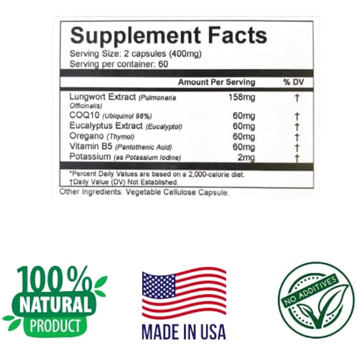 Herbs SRA Lung Cleanse & Detox Formula. Supports Lungs & Respiratory Health, Helps Clear Mucus Congestion Naturally. 120 Vegetarian Capsules - Image 4