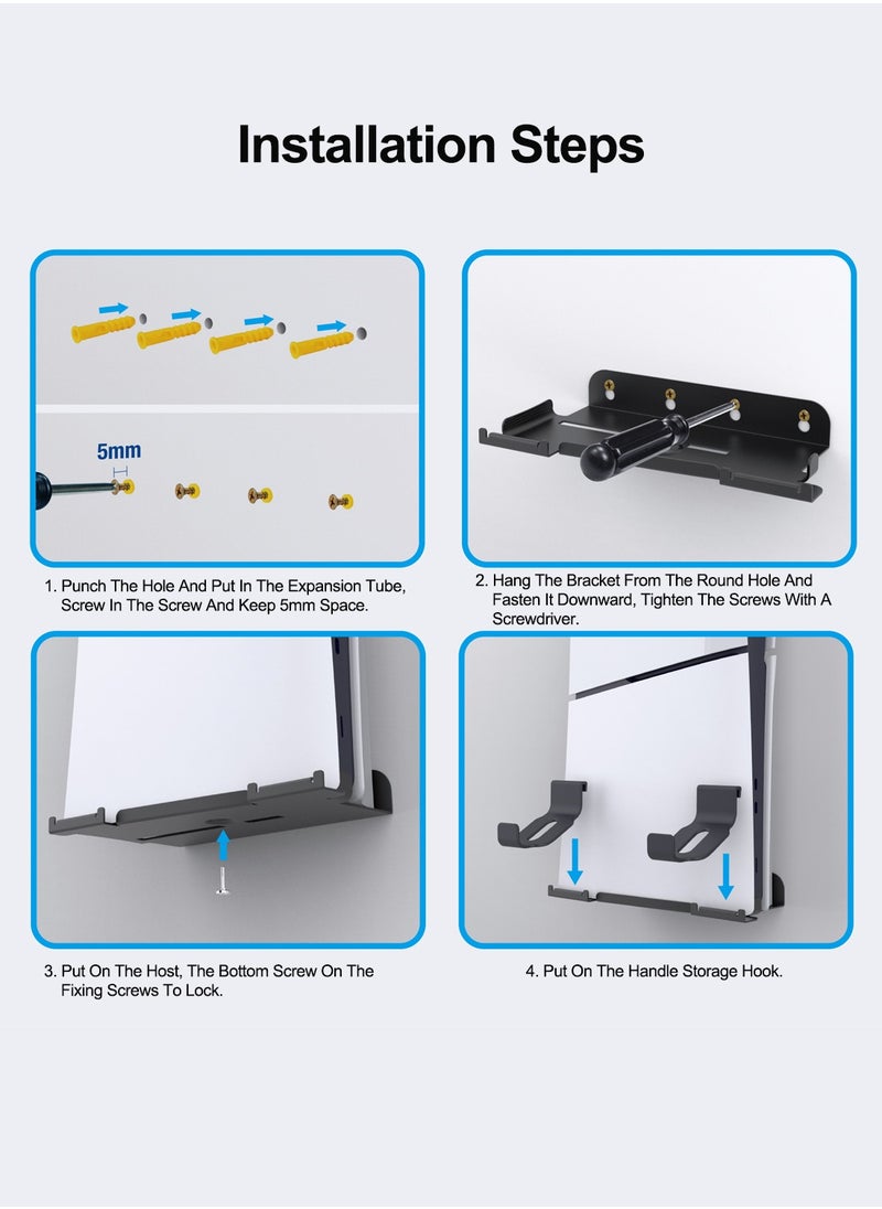 PGTECH - Wall-mounted Display Stand for PS5 Slim, Wall-mounted Console and Controller Storage Holder - Image 1