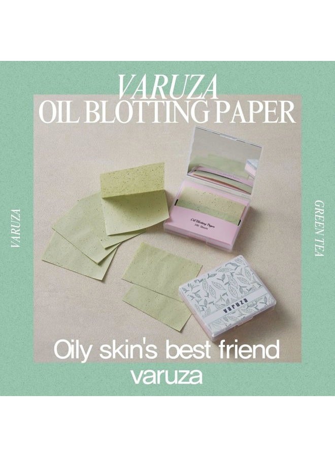 VARUZA [400 Counts + Mirror Case] Green Tea Natural Oil Blotting Sheets for Face with Mirror Case and Refills - Image 4