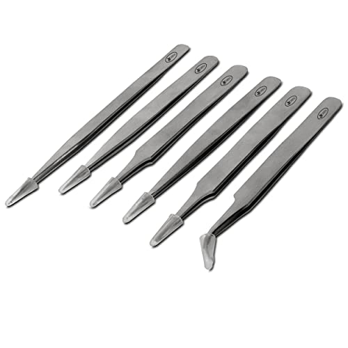 GRETA Professional Stainless Steel 6 Pcs Tweezer Set With Fine Tips Sizes and Angles For Mobiles, Industrial, Hobby, Jewelry, Personal Care - Image 2