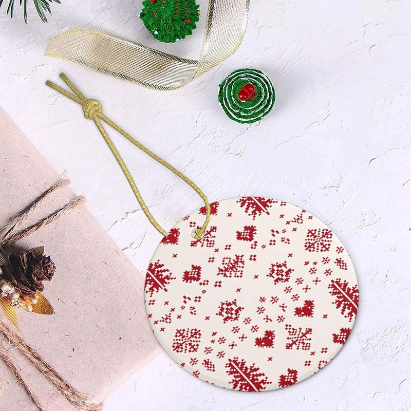 Christmas Ornaments Christmas Tree Red Festival Ceramic Xmas Tree Hanging Ornament Round Ceramic Ornament Holiday Decoration for Men Women Friends Couples Wedding Anniversary Memorial - Image 4