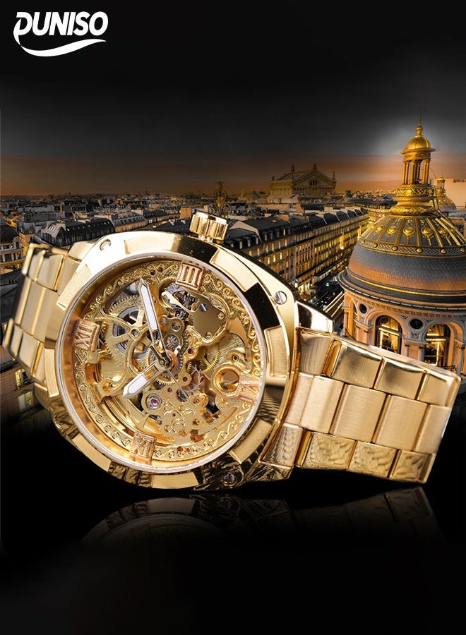 DUNISO Automatic Watch for Men，Luxury Automatic Machenical Watch,Stainless Steel Mechanical Wrist Watch,Daily Life Waterproof Design,Night Light Design，Suitable for Daily Business Meetings and Gatherings - Image 1
