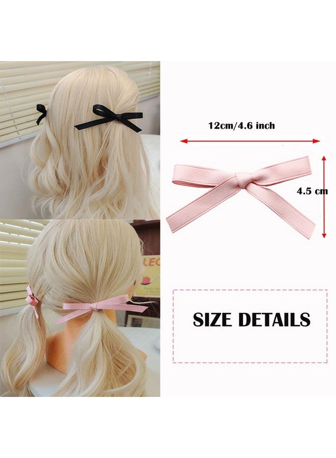 SALOCY 8 Pcs Hair Ribbons Hair Bows For Women Girlspink Hair Ribbons White Hair Bows Alligator Clips For Hair Design (Pinkbeigeblackblue) - Image 4