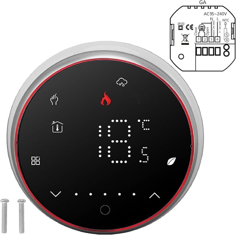 Black Digital Programmable Thermostat For Water Heating AC95 240V LED Display Easy Installation - Image 1