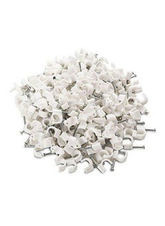 Okayji 6mm Diameter Wire Fastener Circle Cable Clips with Metal Nail (200 Piece)