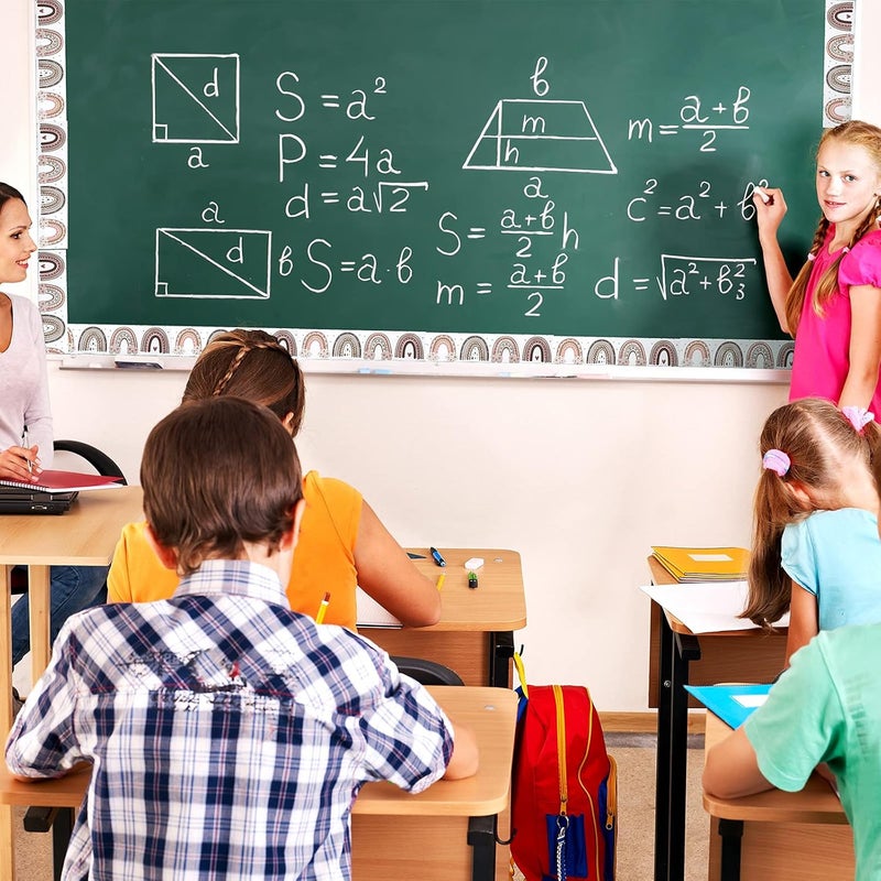 كلاراكو حدود لوحة إعلانات بوهو، حدود لوحة إعلانات قوس قزح، حدود قوس قزح مستقيمة مع نقاط بولكا وقلوب، ديكور للفصل الدراسي أو المدرسة المنزلية (قوس قزح، 65 قدمًا) - Image 5