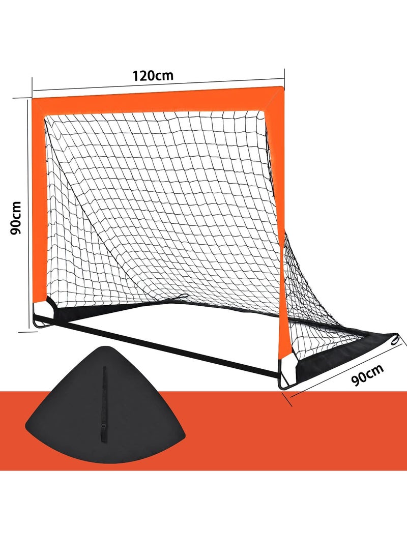 خاجول قطعتان من أهداف كرة القدم المحمولة مع حقيبة حمل للفناء الخلفي والداخلي والخارجي أهداف كرة قدم منبثقة للأطفال الصغار والشباب والبالغين باللون البرتقالي - Image 2