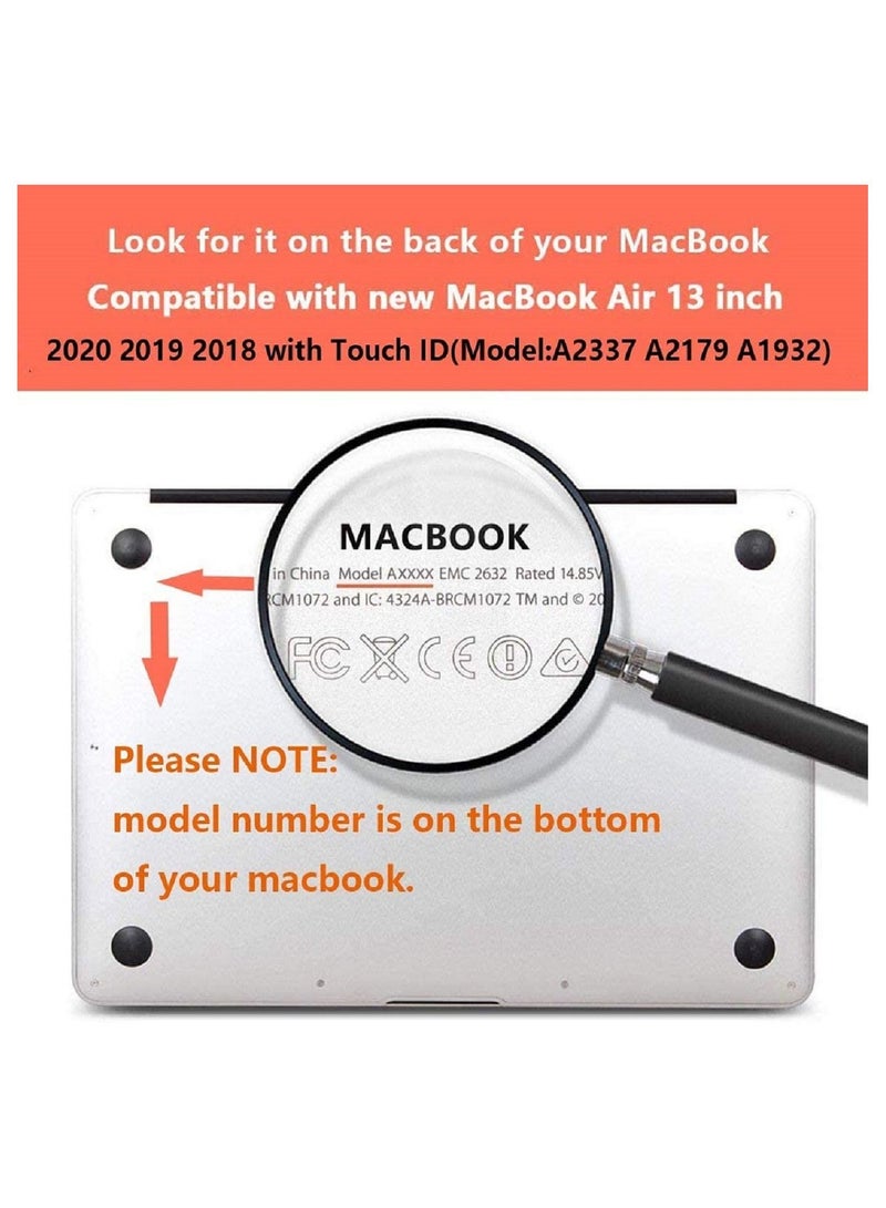 Compatible with MacBook New Air 13-Inch 2019 2018 Release A1932 Retina Display Touch ID Hard Shell Case and Keyboard Cover Crystal Clear - Image 2