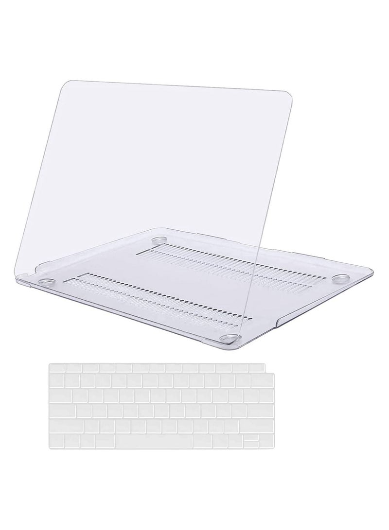 Compatible with MacBook New Air 13-Inch 2019 2018 Release A1932 Retina Display Touch ID Hard Shell Case and Keyboard Cover Crystal Clear - Image 1