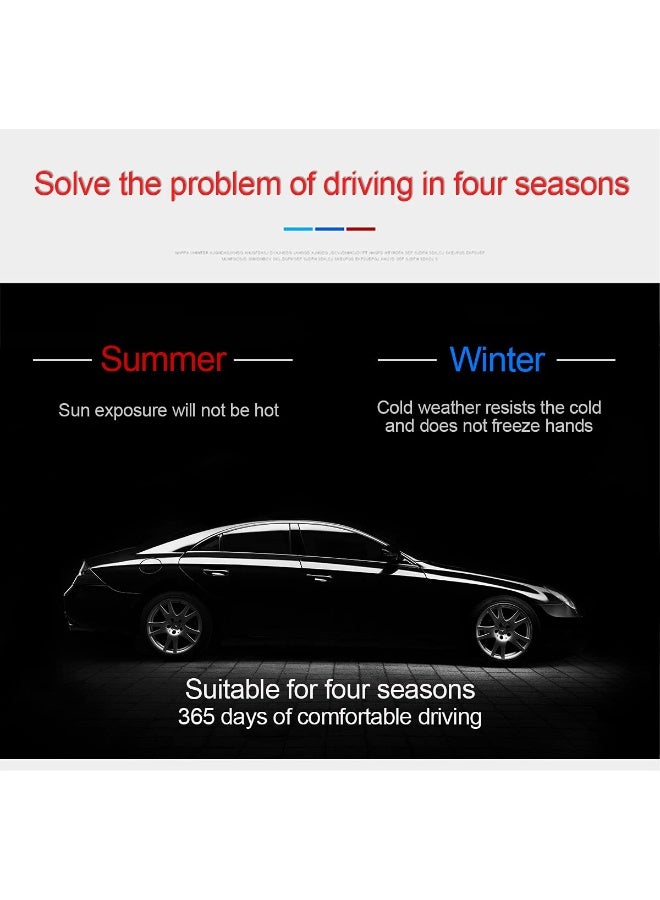 غطاء عجلة قيادة من الجلد الفاخر، ملائم عالميًا، قبضة مريحة، حماية من أربعة فصول، مضاد للانزلاق، سهل التركيب، مبطن ناعم لراحة فاخرة - بيج بتصميم شبكي متين، موديل 71901 - Image 3