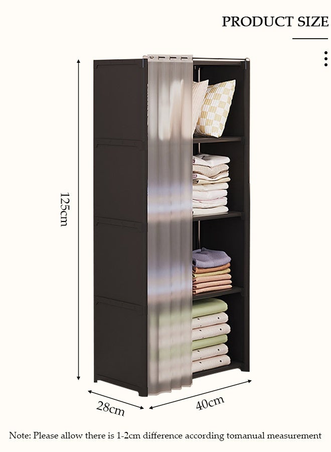 DUNISO خزانة ملابس محمولة من القماش، خزانة كبيرة بسعة تخزين عالية مع 4 رفوف، خزانة لتخزين الملابس مع ستارة، منظم خزانة بإطار معدني لغرفة النوم أو غرفة المعيشة - Image 2