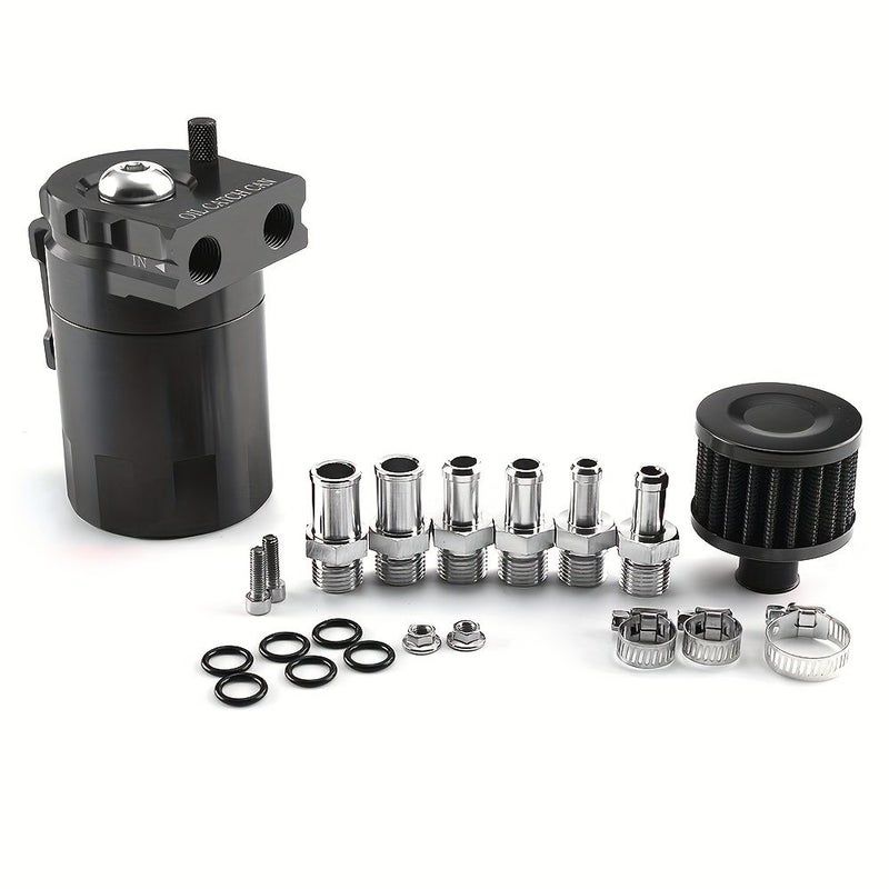1pc Blue Oil Catch Can Kit 300ml Baffled Air Oil Separator With Breather Filter And 2.6ft NBR Fuel Hose For PCV System - Image 3