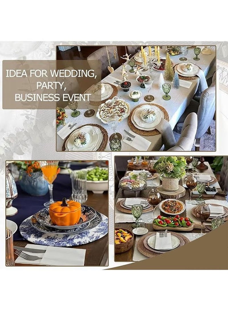 YOUGE 50-Piece Disposable Cloth Like Napkins, Built-in Flatware Pocket, Wedding Party Linen Feel White Napkin, Prefolded for Silverware,16*16 Inch,White - Image 3