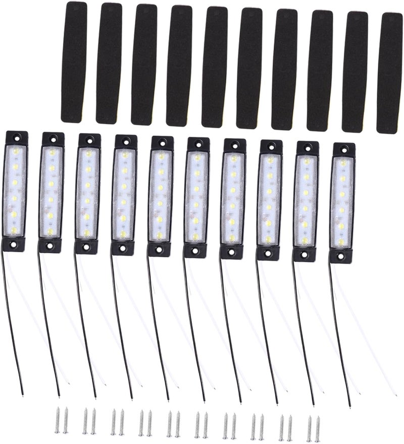 مجموعة مكونة من 10 قطع من أضواء جانبية LED بـ 6 مصابيح للشاحنات والقوارب بجهد 12V/24V، مصابيح إشارة الانعطاف ومؤشرات التحذير، تصميم بلاستيكي مقاوم للماء لتعزيز الرؤية - Image 1