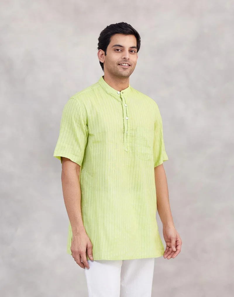 Fabindia  Green Cotton Short Kurta for Men | Best Price UAE