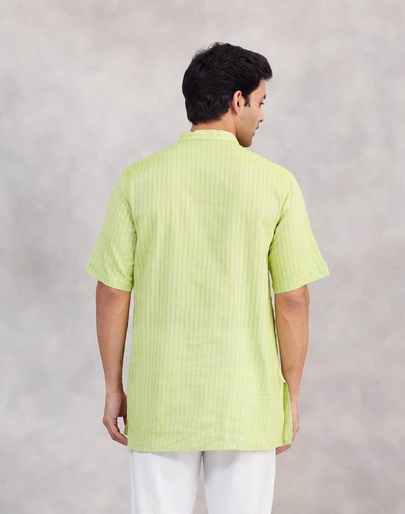 Fabindia  Green Cotton Short Kurta for Men | Best Price UAE