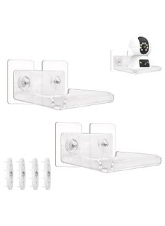 Zibuyu ZIBUYU® 2pcs Acrylic Small Wall Mount Floating Shelf Camera Shelf Baby Monitor Holder Wall Mount Storage Shelf in Bathroom Bedroom Kitchen, Clear Mini Shelf Flexible Use for  - Image 1
