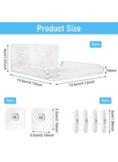 Zibuyu ZIBUYU® 2pcs Acrylic Small Wall Mount Floating Shelf Camera Shelf Baby Monitor Holder Wall Mount Storage Shelf in Bathroom Bedroom Kitchen, Clear Mini Shelf Flexible Use for  - Image 2
