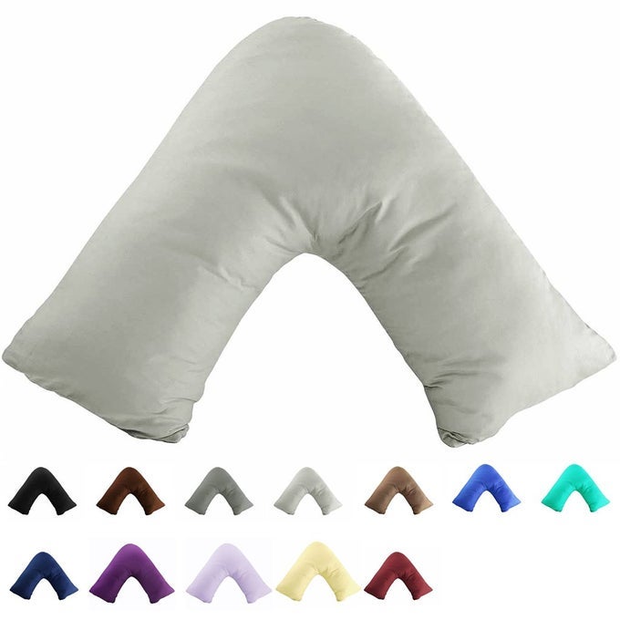 100 COTTON 300 THREAD COUNT SOILD ENVELOPE STYLE V SHAPEDTRIBOOMERANG STANDARD PILLOW CASE CUSHION COVER ONLY COVER NO INSERT GREYGRAY