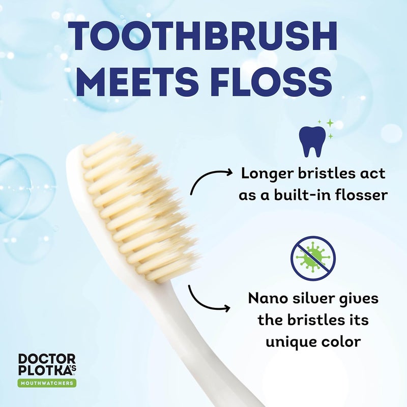 Temp & permanent project compatible Mouthwatchers Antimicrobial Floss Bristle Silver Toothbrush, Adult, 4 Pack Popular trusted craftsmanship - Image 2