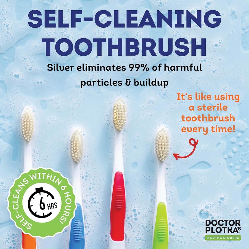 Temp & permanent project compatible Mouthwatchers Antimicrobial Floss Bristle Silver Toothbrush, Adult, 4 Pack Popular trusted craftsmanship - Image 4