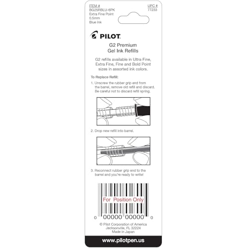 PILOT بايلوت، إعادة تعبئة حبر جل G2، نقطة دقيقة جداً 0.5 مم، أزرق، عبوة من 2 - Image 4