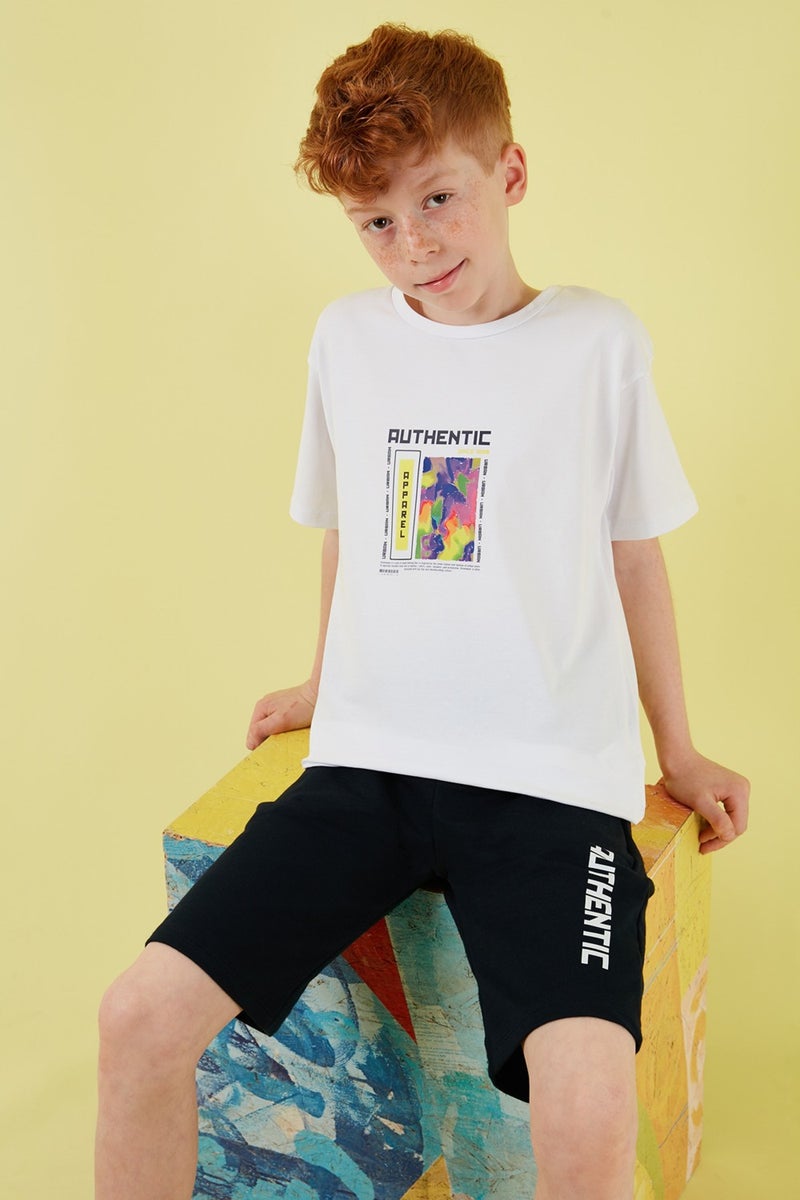Lela Cotton Regular Fit Crew Neck Top and Bottom Set with Shorts Boy's Suit 6212011 - Image 1