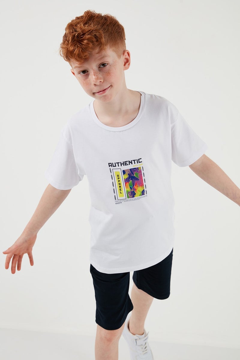 Lela Cotton Regular Fit Crew Neck Top and Bottom Set with Shorts Boy's Suit 6212011 - Image 3