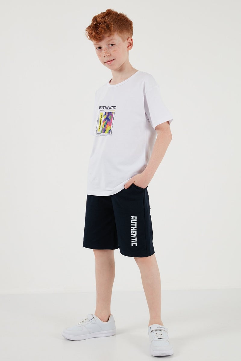 Lela Cotton Regular Fit Crew Neck Top and Bottom Set with Shorts Boy's Suit 6212011 - Image 2