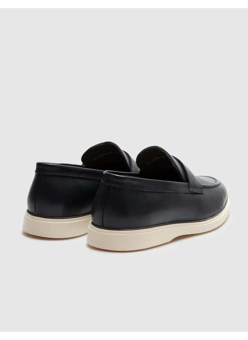 Cabani Leather Navy Blue Men's Casual Shoes