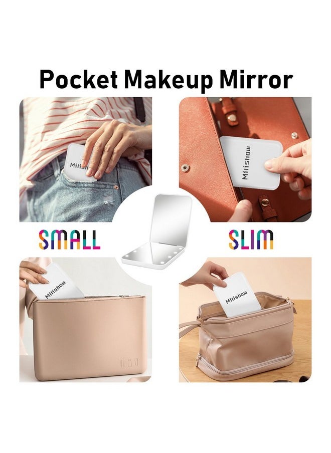 Milishow Compact Mirror, 1X/3X Magnifying Led Pocket Mirror, Small Lighted Travel Makeup Mirror For Purse, Handbag, Folding, Handheld, 2-Sided Mini Mirror With Lights For Women (White 1Pack)  - Image 5