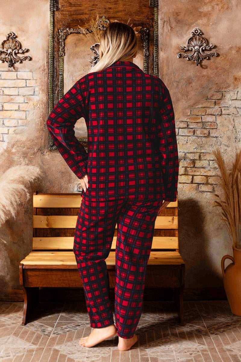 Nisanca Plus Size Winter Buttoned Shirt Pajama Set  - Image 3