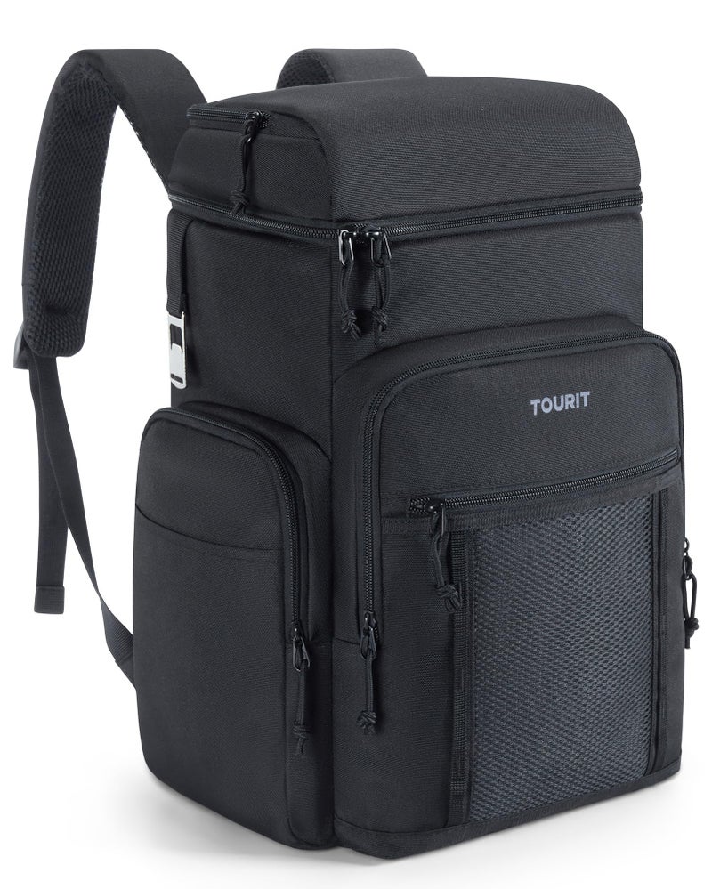 TOURIT Waterproof Cooler Backpack 30 Cans Insulated Leakproof Portable Cooler Bag Beach Travel Camping Picnic Hiking Black - Image 2