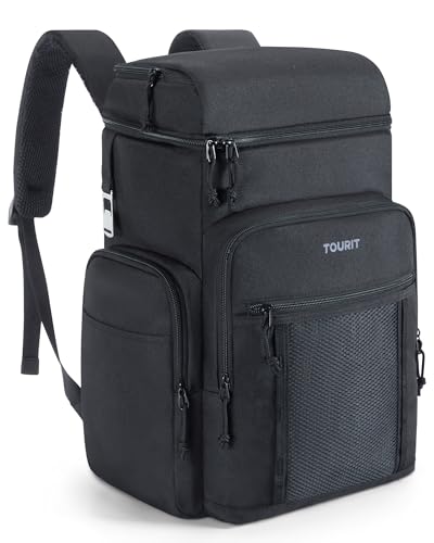 TOURIT Waterproof Cooler Backpack 30 Cans Insulated Leakproof Portable Cooler Bag Beach Travel Camping Picnic Hiking Black - Image 1