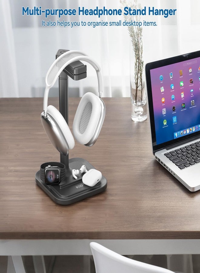 KDD Dual Headphone Stand for Desk - Rotatable Headset Hanger with Phone Holder - Removable Non-Slip Base for Gamers Desktop Accessories - Image 3