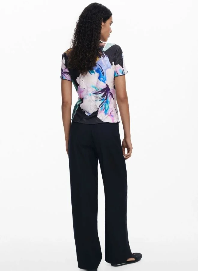 Desigual Multicolour Textured Floral T-Shirt for Women | Best Price UAE
