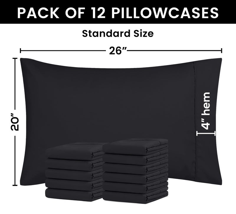 Utopia Bedding Standard Pillow Cases - 12 Pack - Envelope Closure - Soft Brushed Microfiber Fabric - Shrinkage and Fade Resistant Pillow Covers Standard Size 20 X 26 Inches (Standard  Black) - Image 3
