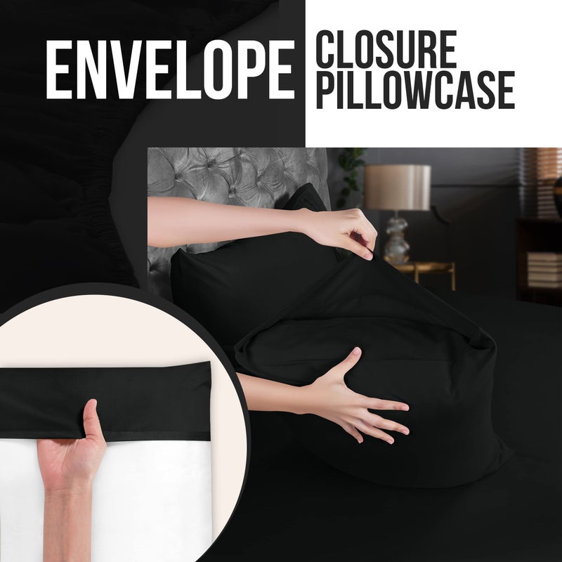 Utopia Bedding Standard Pillow Cases - 12 Pack - Envelope Closure - Soft Brushed Microfiber Fabric - Shrinkage and Fade Resistant Pillow Covers Standard Size 20 X 26 Inches (Standard  Black) - Image 4