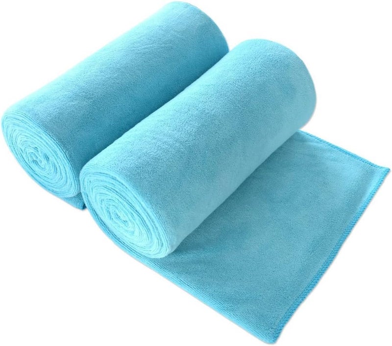 JML Microfiber Bath Towels, Jumbo Bath Sheet 2 Pack(35" x 70"), Oversized, Soft, Super Absortbent and Fast Drying, Multipurpose Bath Towels for Body, Sports, Fitness, Yoga, Aquamarine | Soft, Super Absorbent, Fast Dry, Hanging Loop, For Adult Gym Yoga Sauna - Image 1