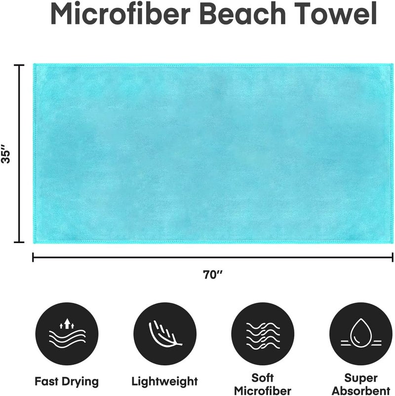 JML Microfiber Bath Towels, Jumbo Bath Sheet 2 Pack(35" x 70"), Oversized, Soft, Super Absortbent and Fast Drying, Multipurpose Bath Towels for Body, Sports, Fitness, Yoga, Aquamarine | Soft, Super Absorbent, Fast Dry, Hanging Loop, For Adult Gym Yoga Sauna - Image 2