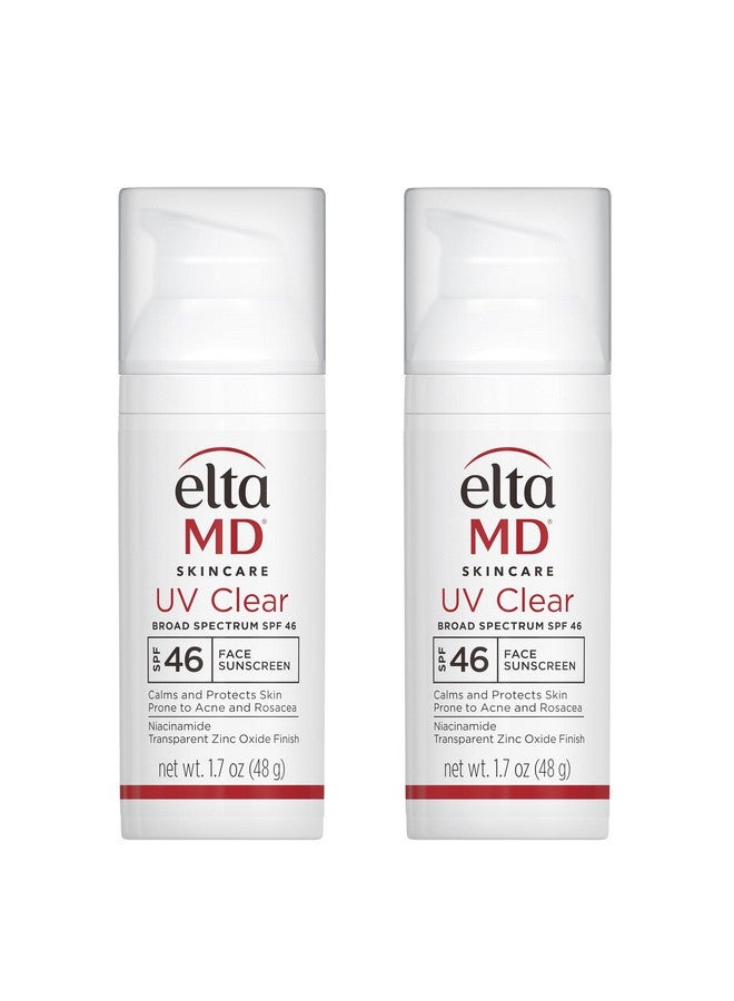 EltaMD Uv Clear Face Sunscreen Spf 46 Oil Free Sunscreen With Zinc Oxide Protects And Calms Sensitive Skin And Acneprone Skin Lightweight Silky Dermatologist Recommended (2 Pack) - Image 1
