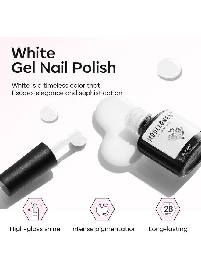 Modelones Gel Nail Polish, 1 Pcs 15 ML White Gel Nail Polish Soak Off White Gel Polish White Nail Polish Art Design for Women Girl Nail Lovers Gift Salon DIY Winter Gel Manicure - Image 3